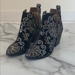 Naughty Monkey velvet brocade boot